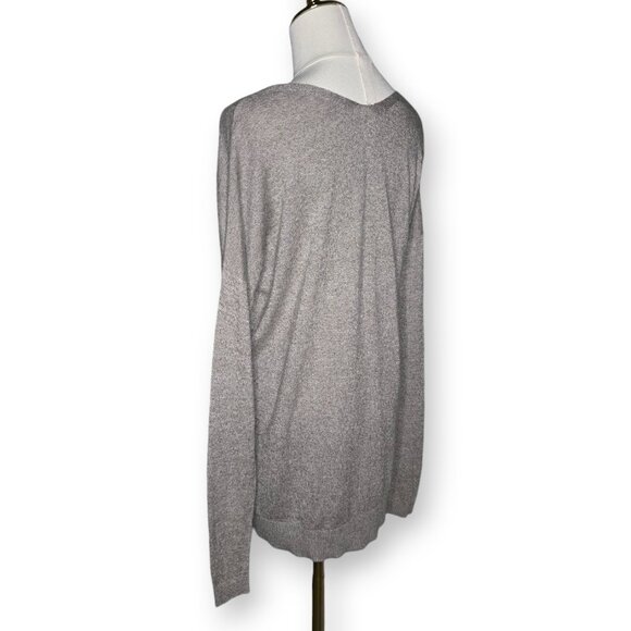 EXPRESS Beige / Taupe Heather V-Neck Sweater Wool Blend - Picture 3 of 5